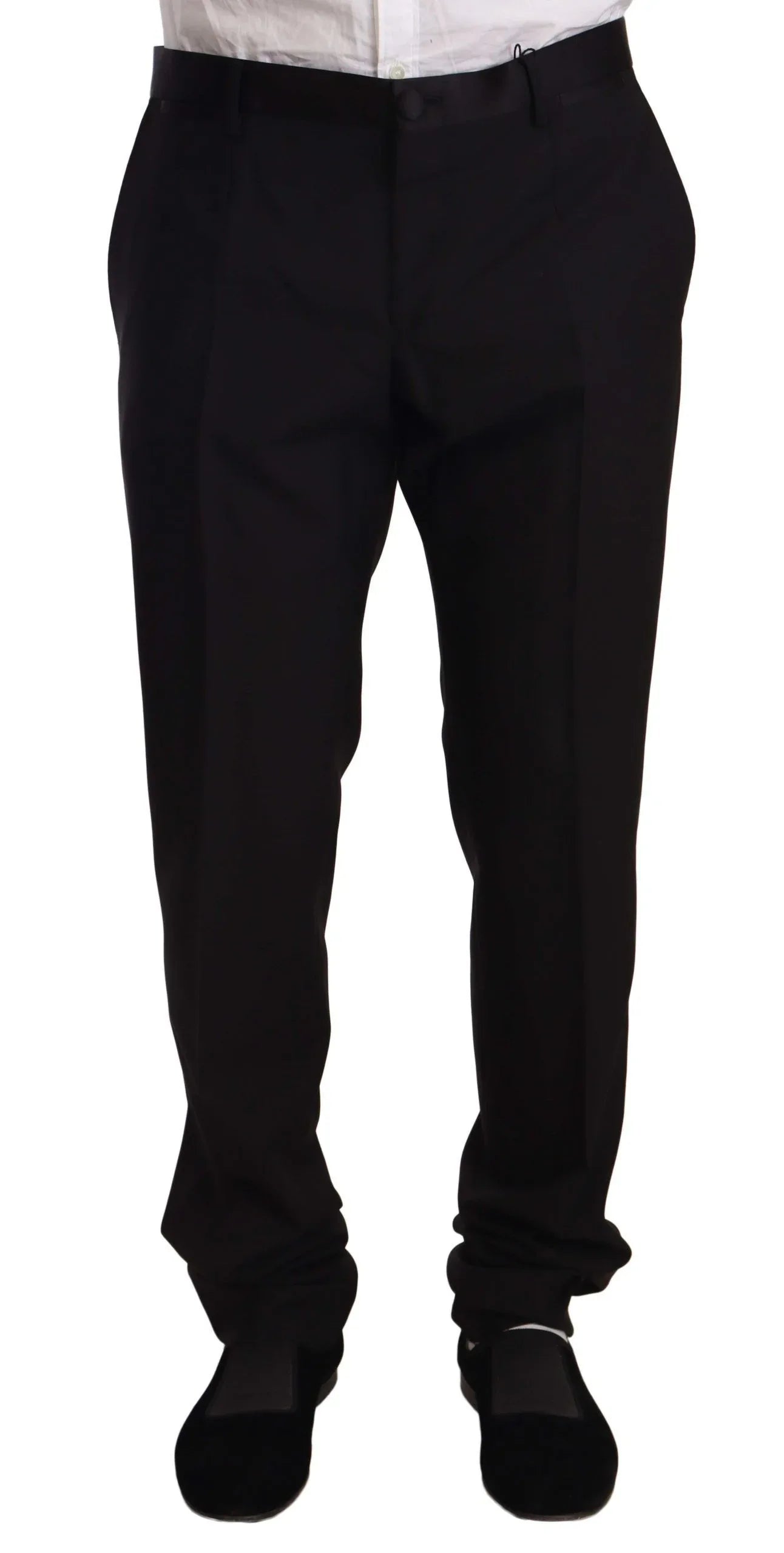 Dolce & Gabbana Black Wool Formal Tuxedo Trouser Pants - Zeiniez