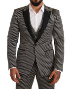Dolce & Gabbana Black White Check 3 Piece Set MARTINI Suit - Zeiniez
