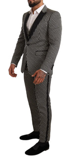 Dolce & Gabbana Black White Check 3 Piece Set MARTINI Suit - Zeiniez