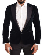 Dolce & Gabbana Blue Velvet Cotton Slim Fit Smoking Suit - Zeiniez