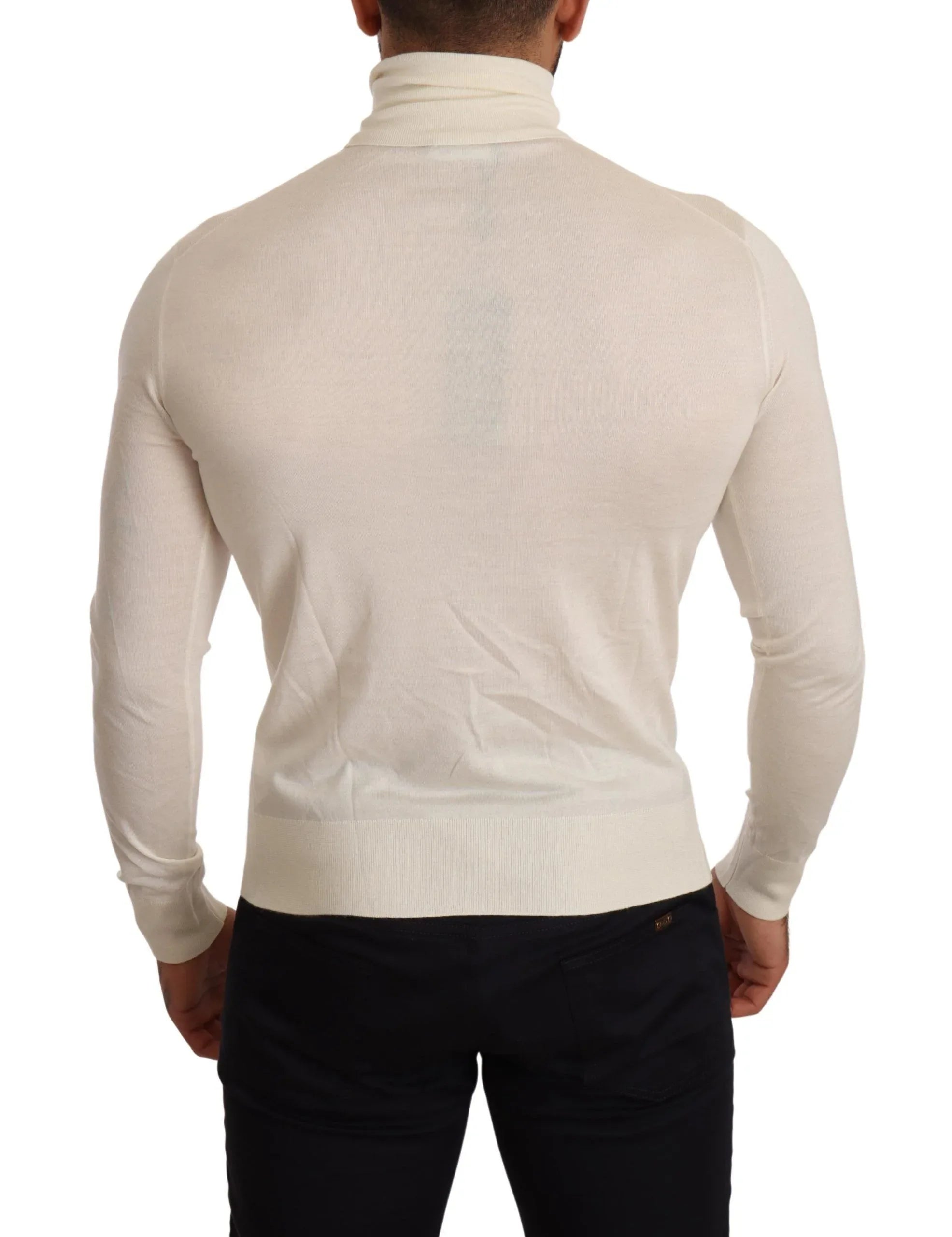 Dolce & Gabbana Cream Cashmere Turtleneck Pullover Sweater - Zeiniez