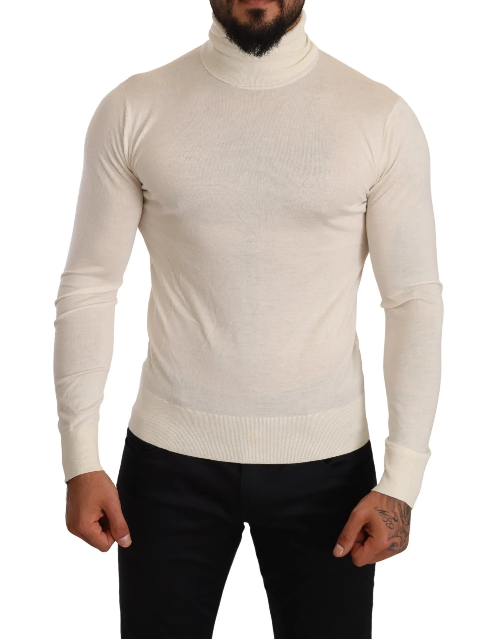 Dolce & Gabbana Cream Cashmere Turtleneck Pullover Sweater - Zeiniez