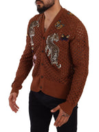 Dolce & Gabbana Brown Leopard Butterfly Cardigan Sweater - Zeiniez