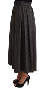 Dolce & Gabbana Gray Wool High Waist A-line PIECE Skirt - Zeiniez