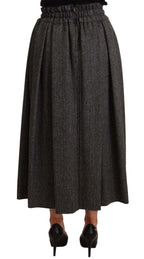 Dolce & Gabbana Gray Wool High Waist A-line PIECE Skirt - Zeiniez