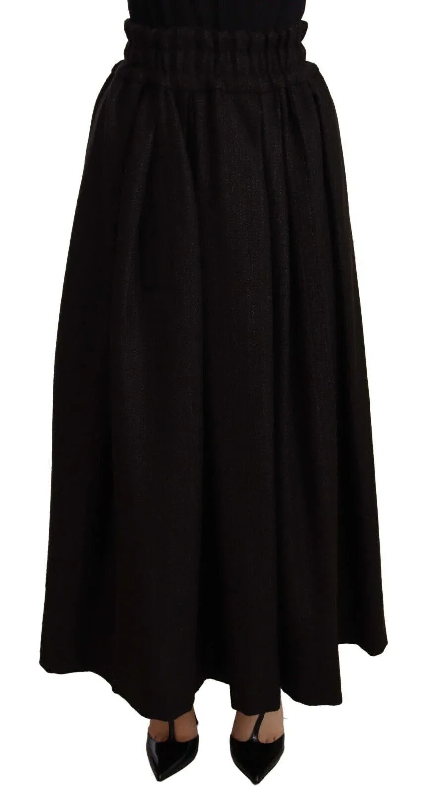 Dolce & Gabbana Black Wool High Waist Maxi PIECE Skirt - Zeiniez