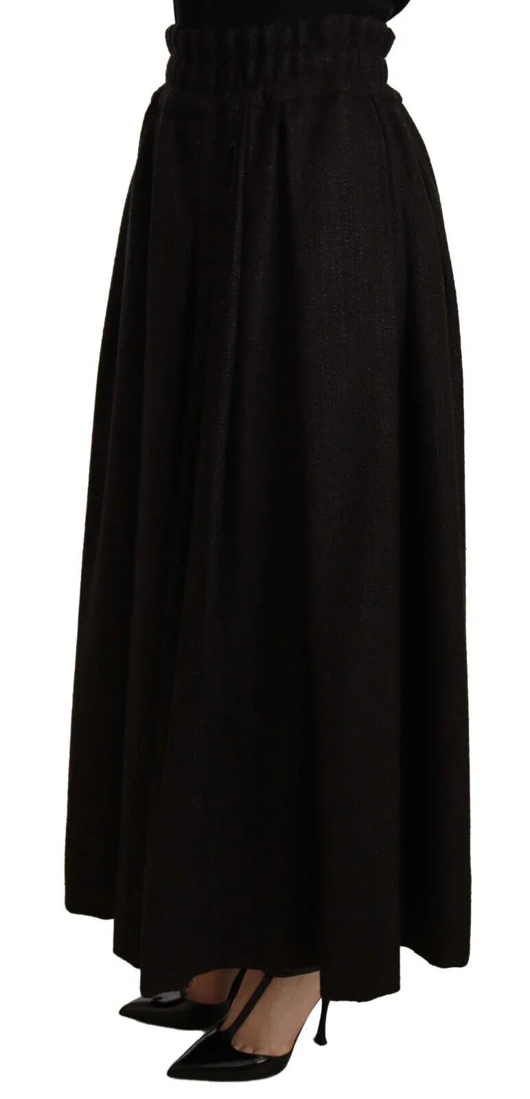 Dolce & Gabbana Black Wool High Waist Maxi PIECE Skirt - Zeiniez