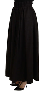 Dolce & Gabbana Black Wool High Waist Maxi PIECE Skirt - Zeiniez