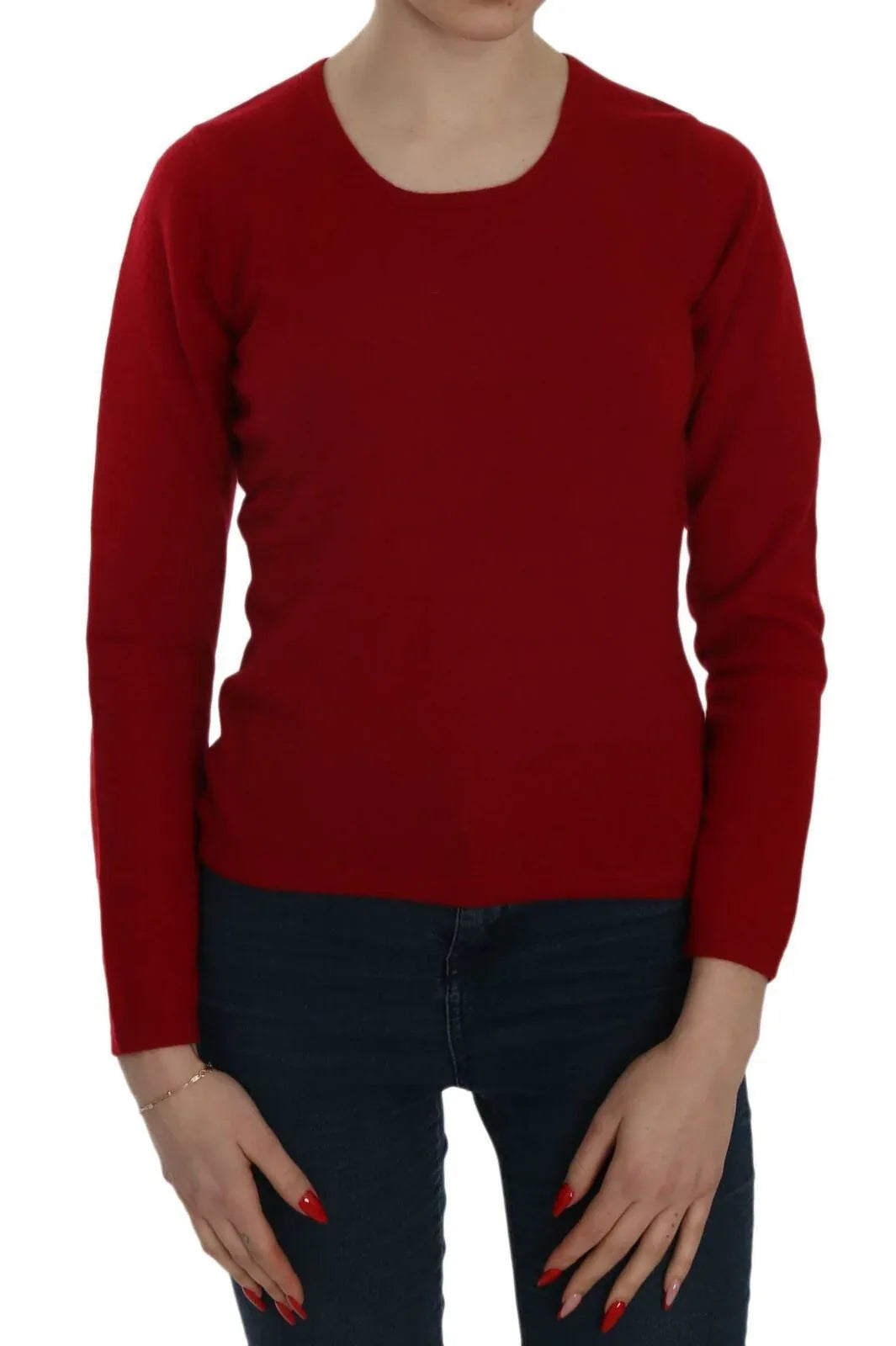 MILA SCHÖN Red Round Neck Pullover Cashmere Sweater - Zeiniez