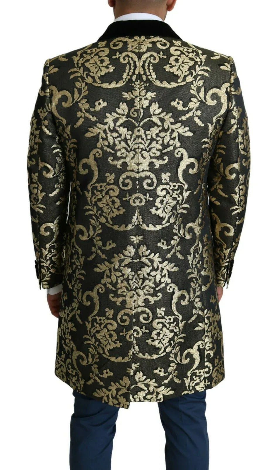 Dolce & Gabbana Black Gold Jacquard Long Coat SICILIA Jacket - Zeiniez