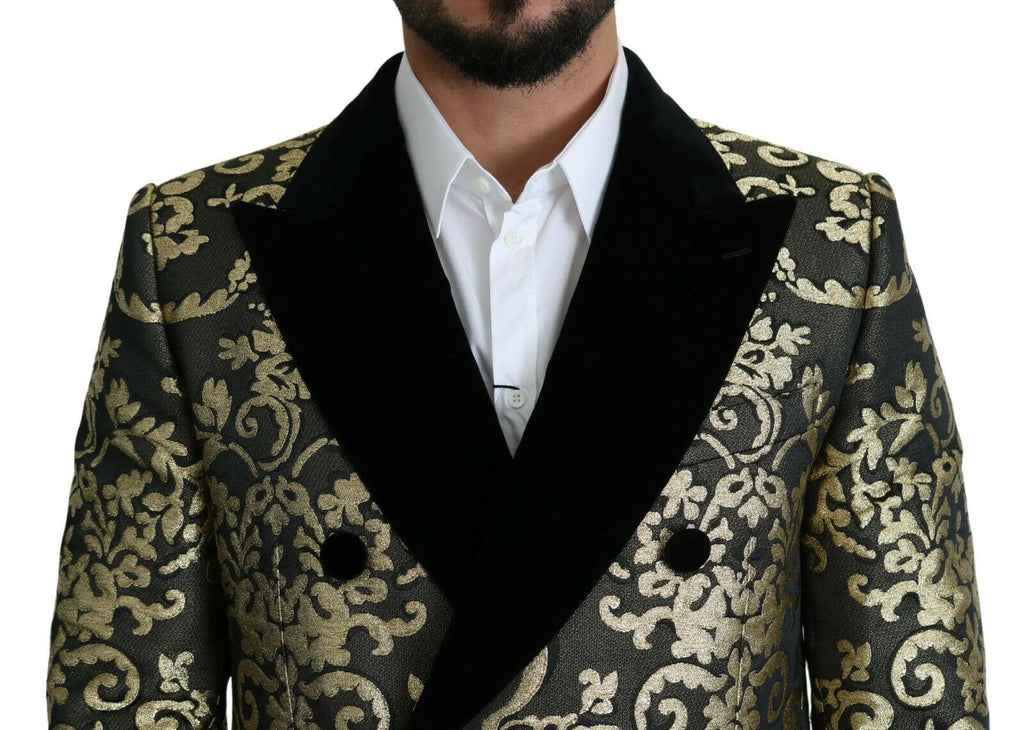 Dolce & Gabbana Black Gold Jacquard Long Coat SICILIA Jacket - Zeiniez