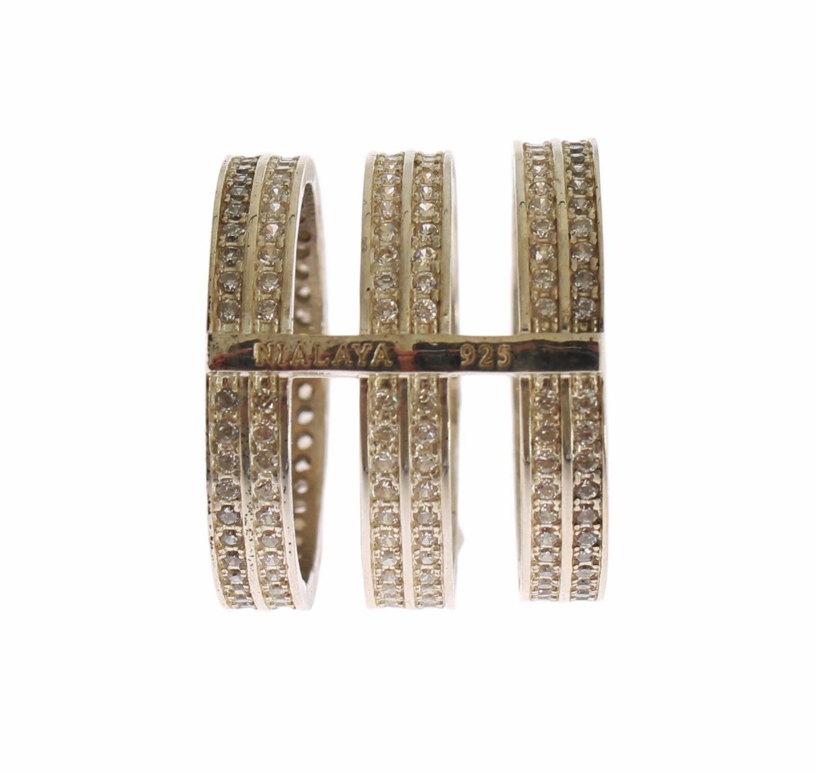 Nialaya Authentic Womens Clear CZ 925 Sterling Silver Ring - Zeiniez