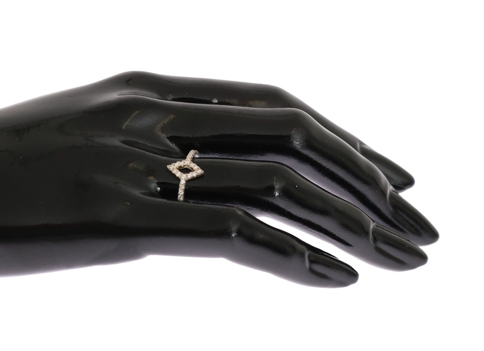 Nialaya Silver Rhombus Womens Clear CZ 925 Silver Ring - Zeiniez