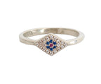 Nialaya Blue Red CZ 925 Silver Womens Clear Ring - Zeiniez
