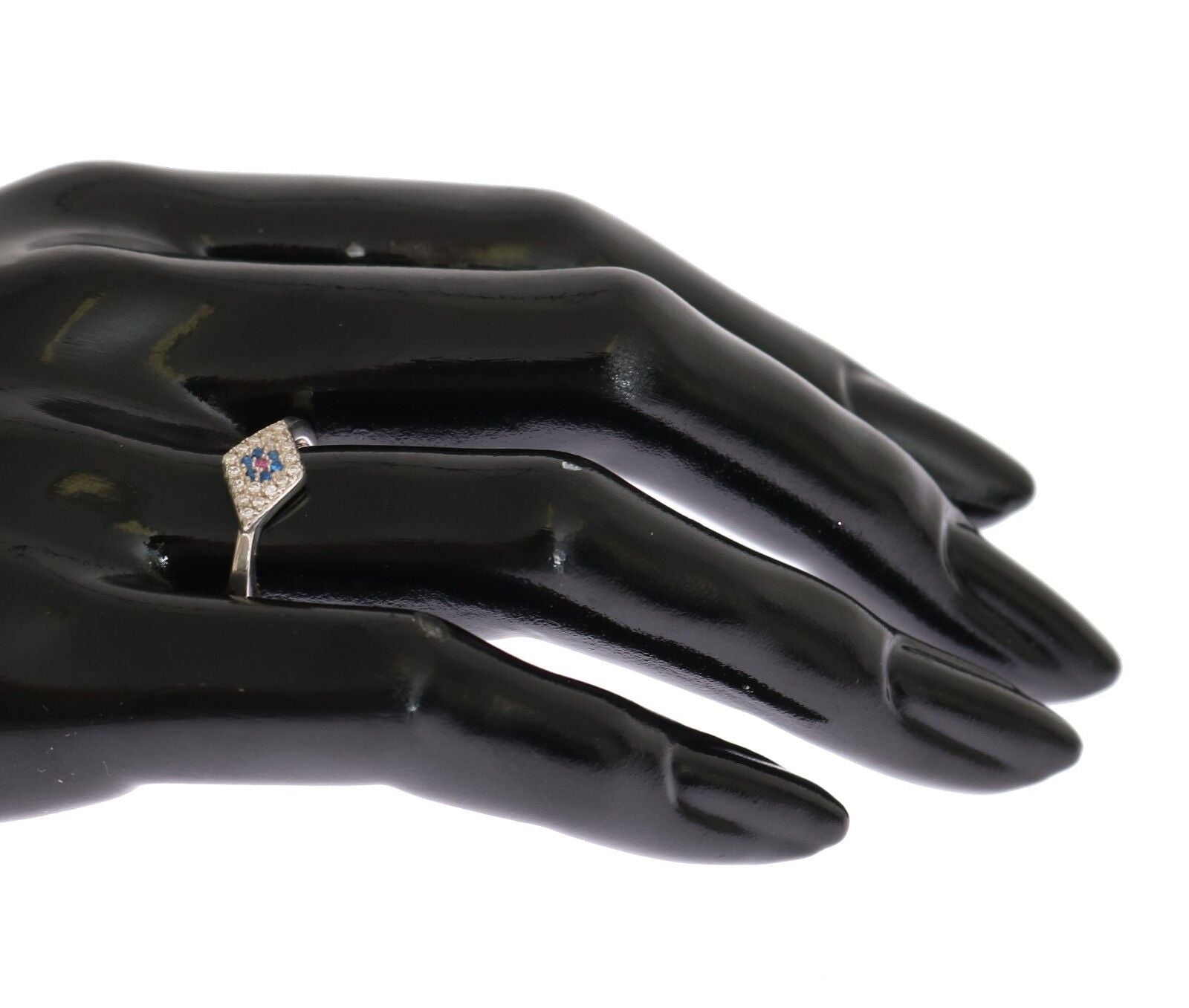 Nialaya Blue Red CZ 925 Silver Womens Clear Ring - Zeiniez