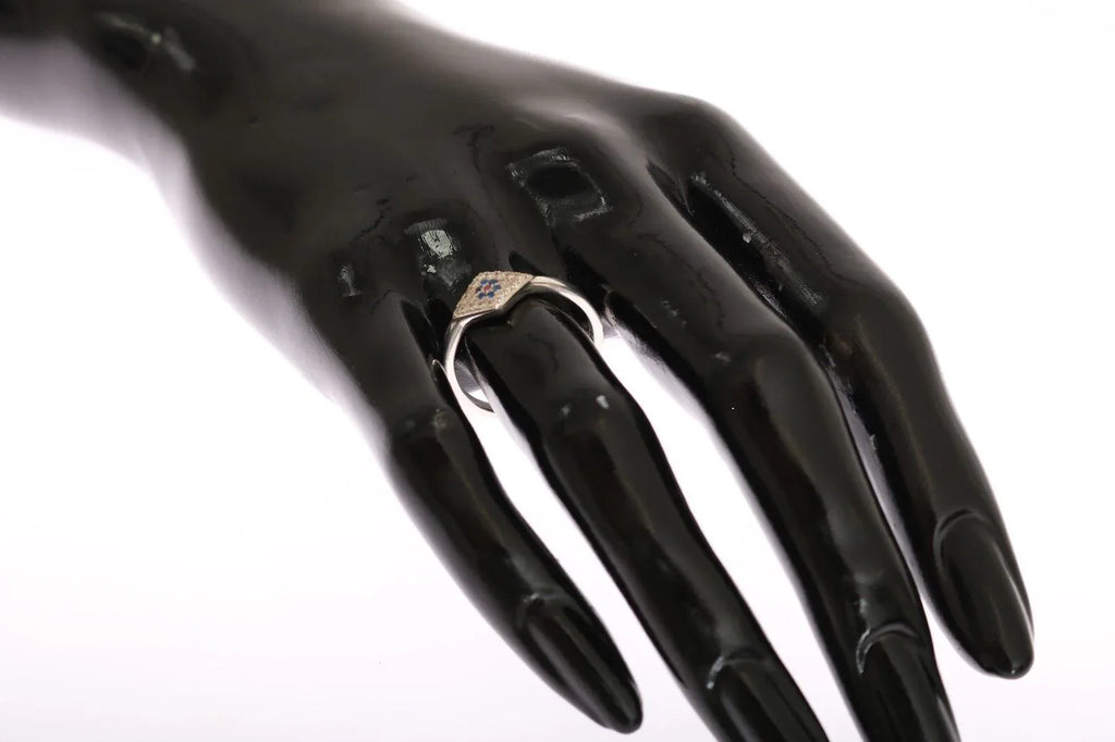 Nialaya Blue Red CZ 925 Silver Womens Clear Ring - Zeiniez