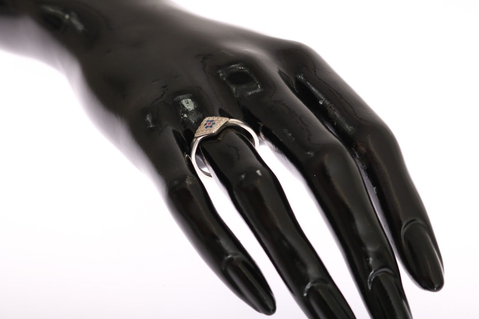 Nialaya Blue Red CZ 925 Silver Womens Clear Ring - Zeiniez