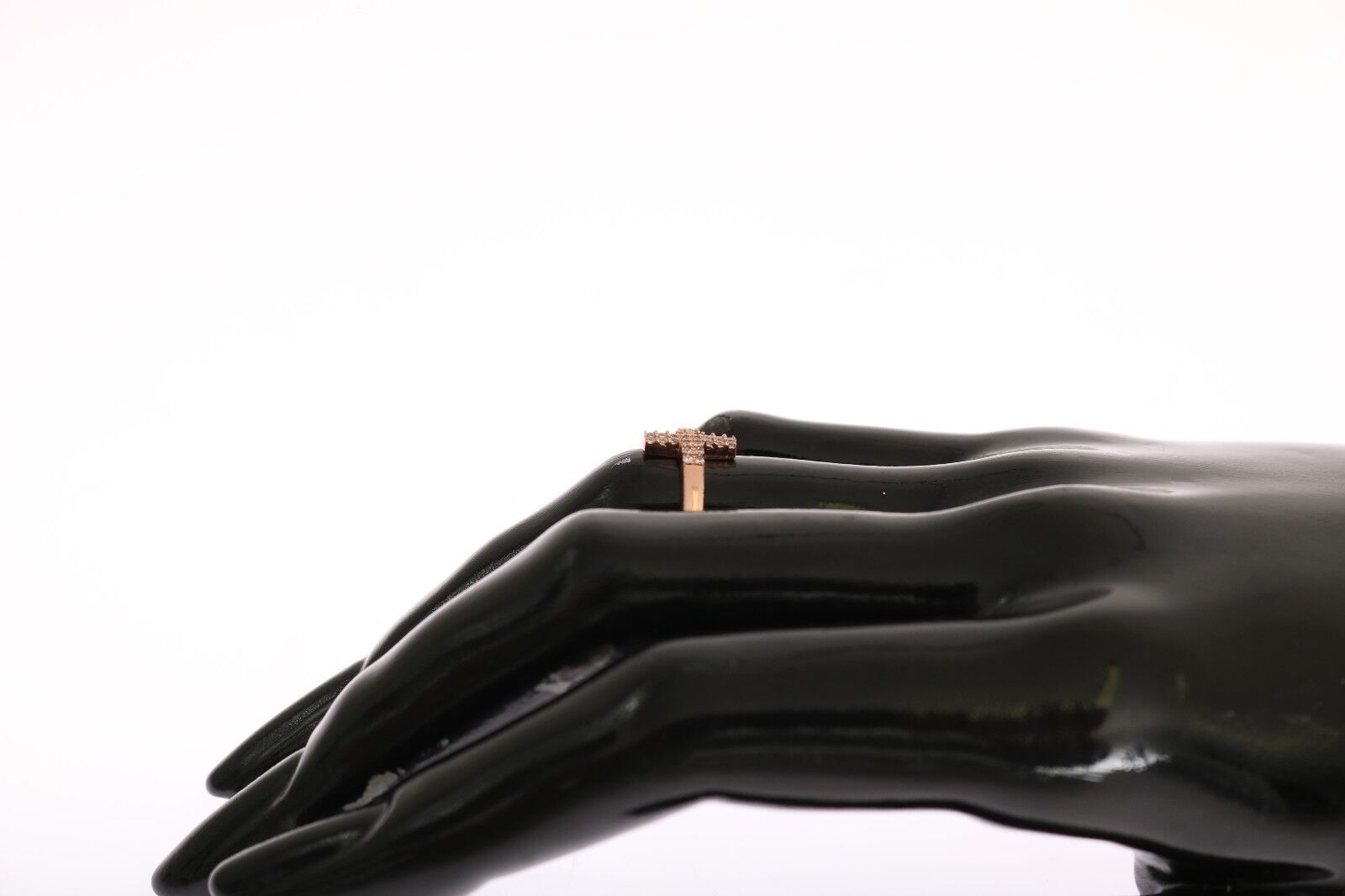 Nialaya Pink Gold 925 Silver Womens Cross CZ Ring - Zeiniez