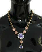 Dolce & Gabbana Pink Gold Brass Crystal Purple Pearl Pendants - Zeiniez