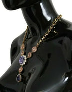 Dolce & Gabbana Pink Gold Brass Crystal Purple Pearl Pendants - Zeiniez