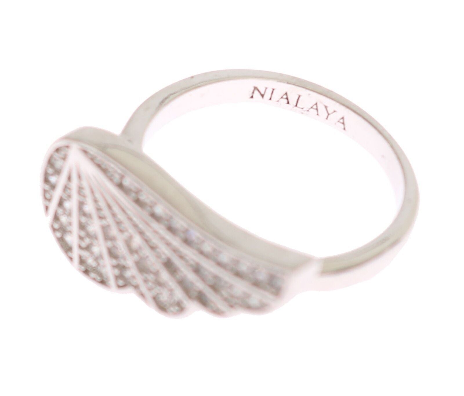 Nialaya Silver Womens Wing Clear CZ 925 Silver Ring - Zeiniez