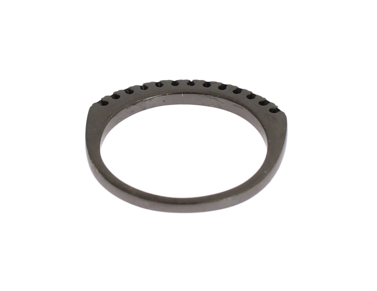 Nialaya Black CZ Rhodium 925 Silver Womens Ring - Zeiniez