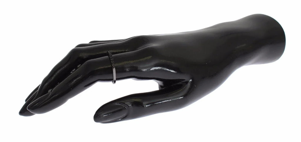 Nialaya Black CZ Rhodium 925 Silver Womens Ring - Zeiniez