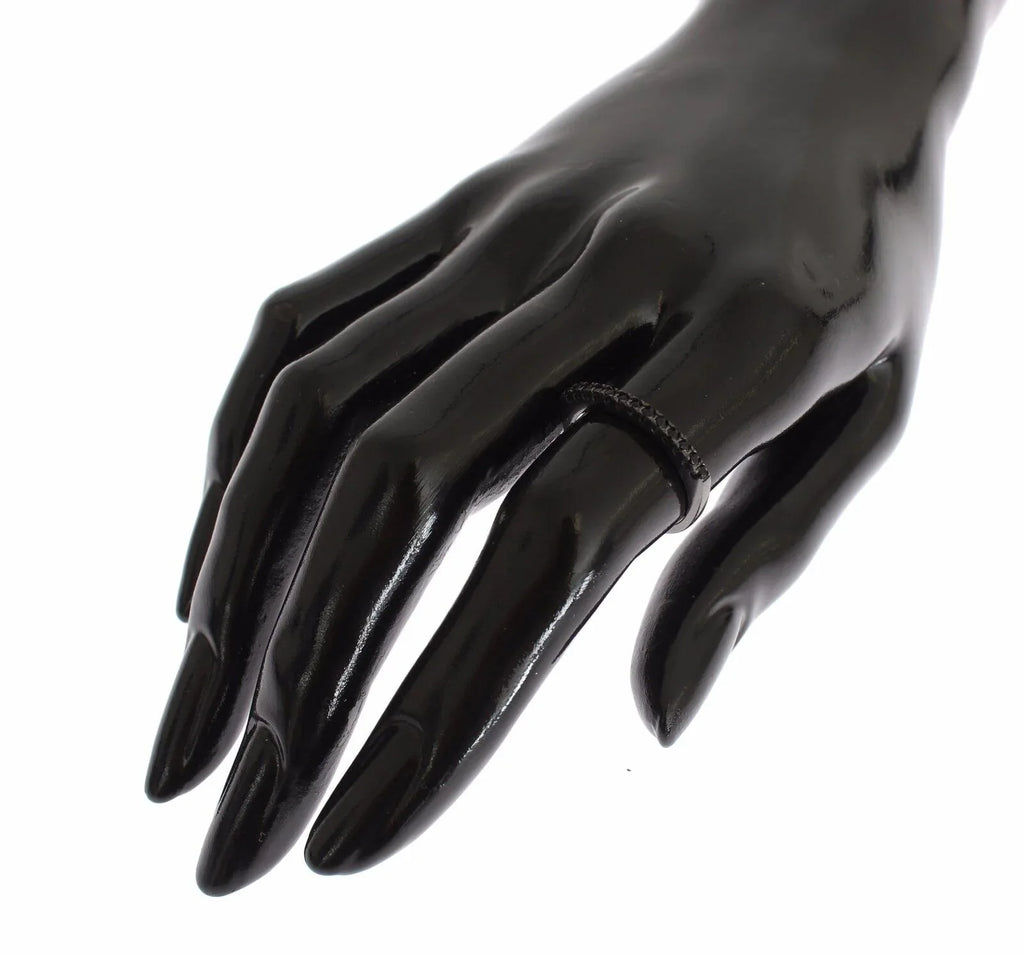 Nialaya Black CZ Rhodium 925 Silver Womens Ring - Zeiniez