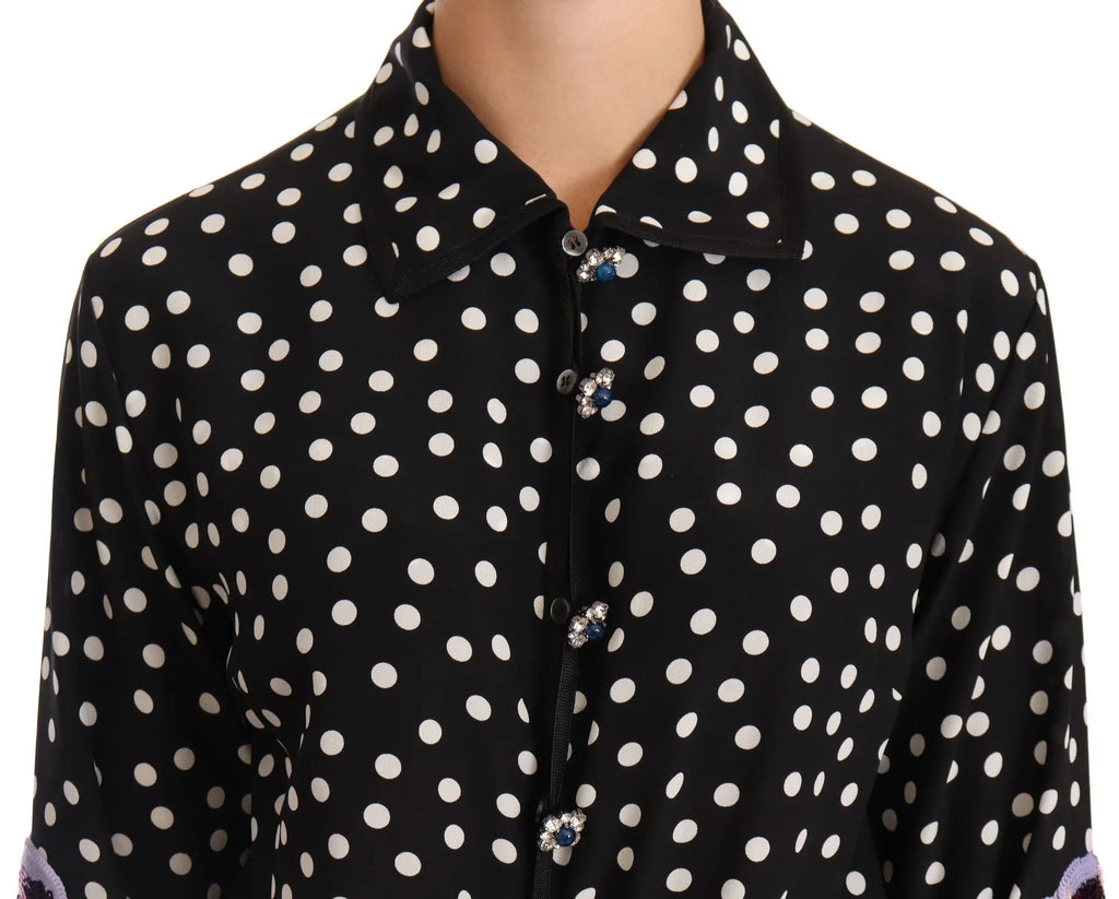 Dolce & Gabbana Black White Crystal Sequined Floral Dress - Zeiniez