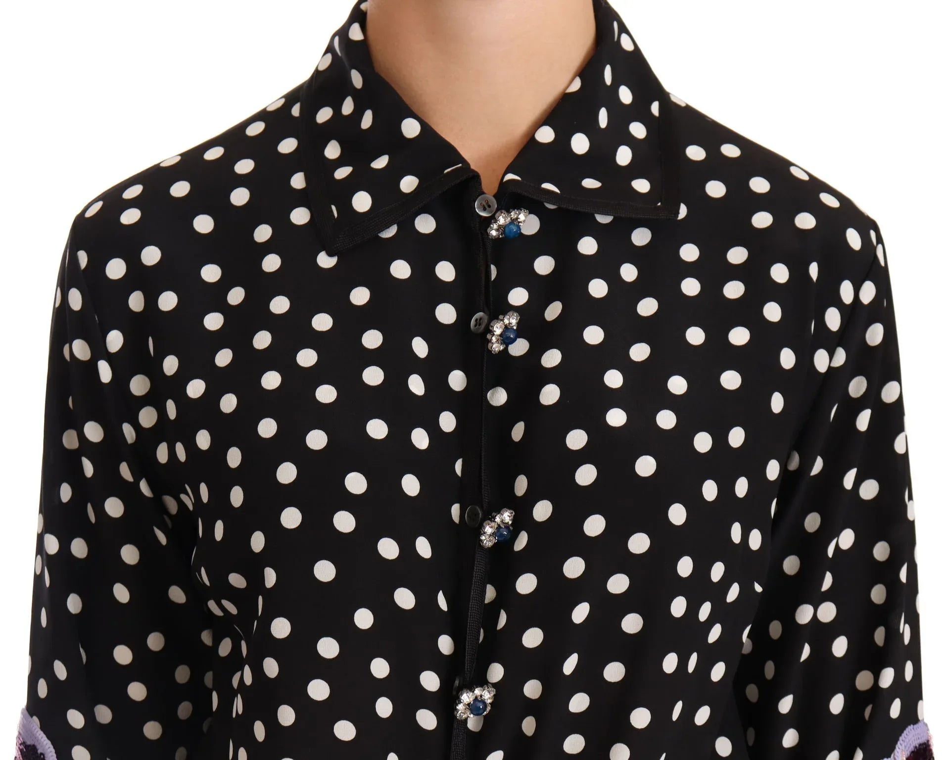 Dolce & Gabbana Black White Crystal Sequined Floral Dress - Zeiniez