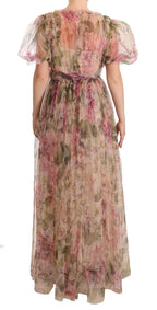 Dolce & Gabbana Multicolor Floral Print Long Maxi Gown Dress - Zeiniez