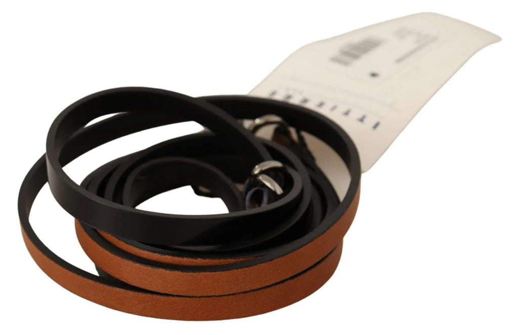 Costume National Brown Leather Silver Tone Buckle Belt - Zeiniez