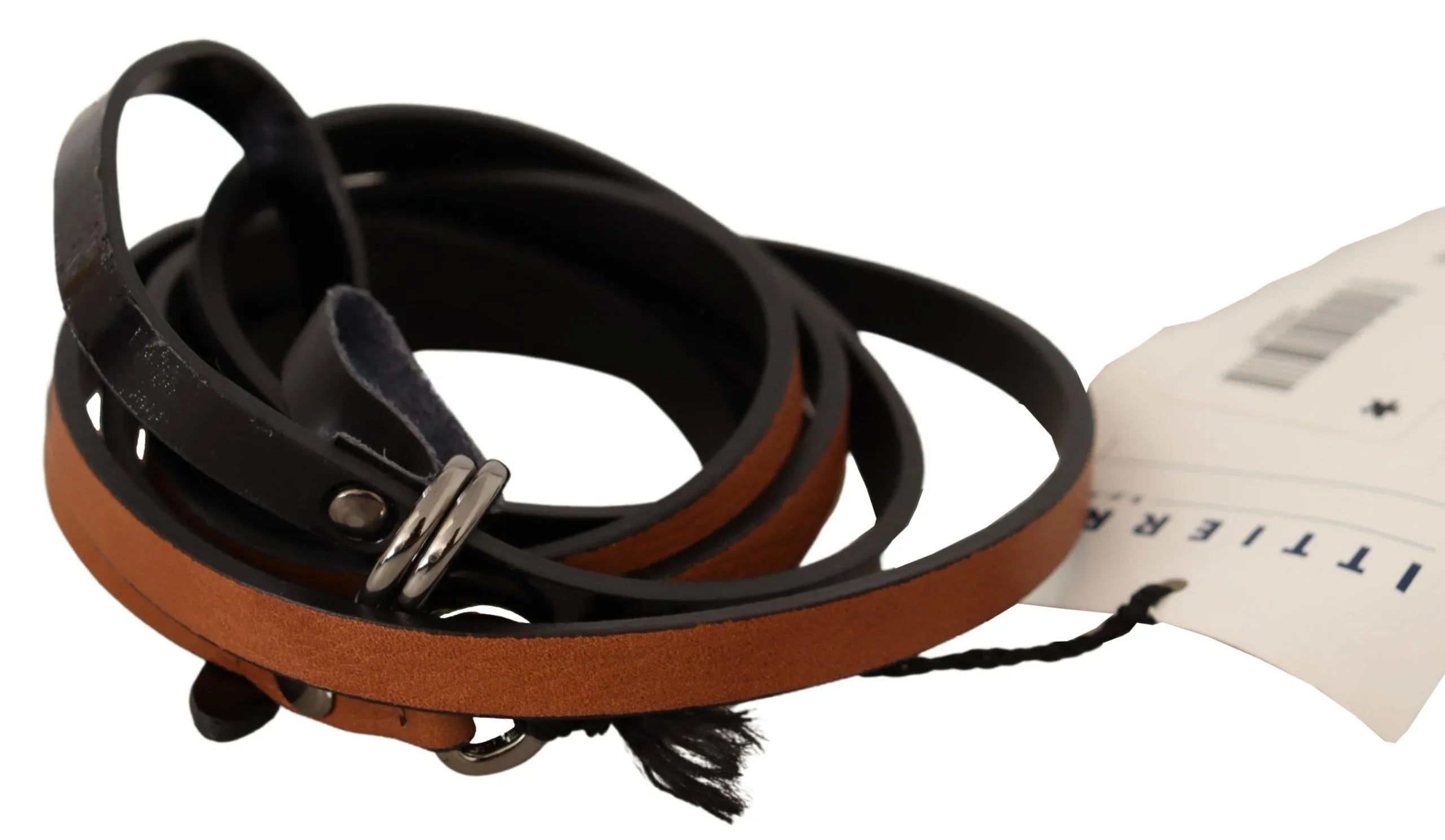Costume National Brown Leather Silver Tone Buckle Belt - Zeiniez