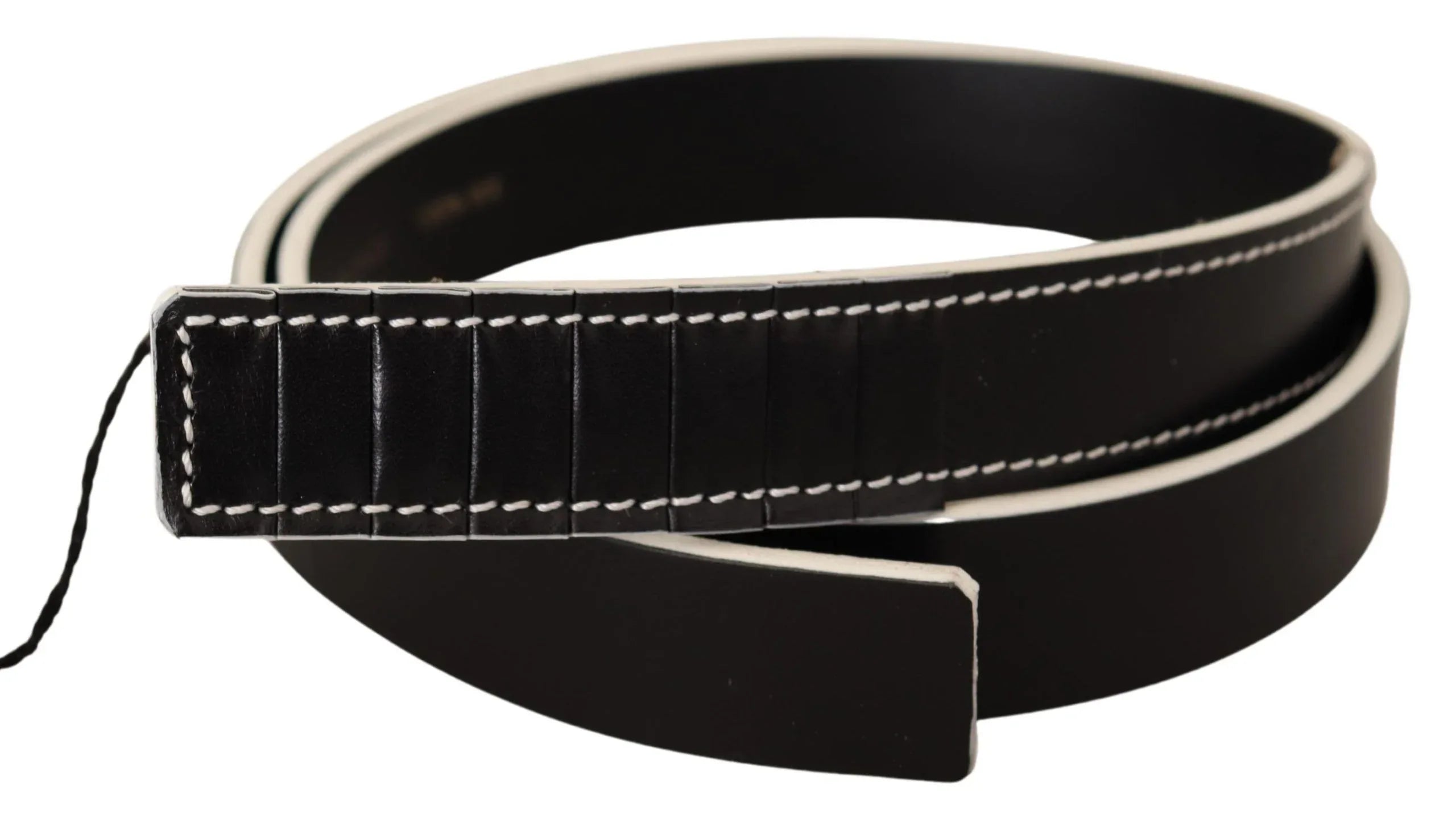 Costume National Black White Leather Fashion Waist Belt - Zeiniez