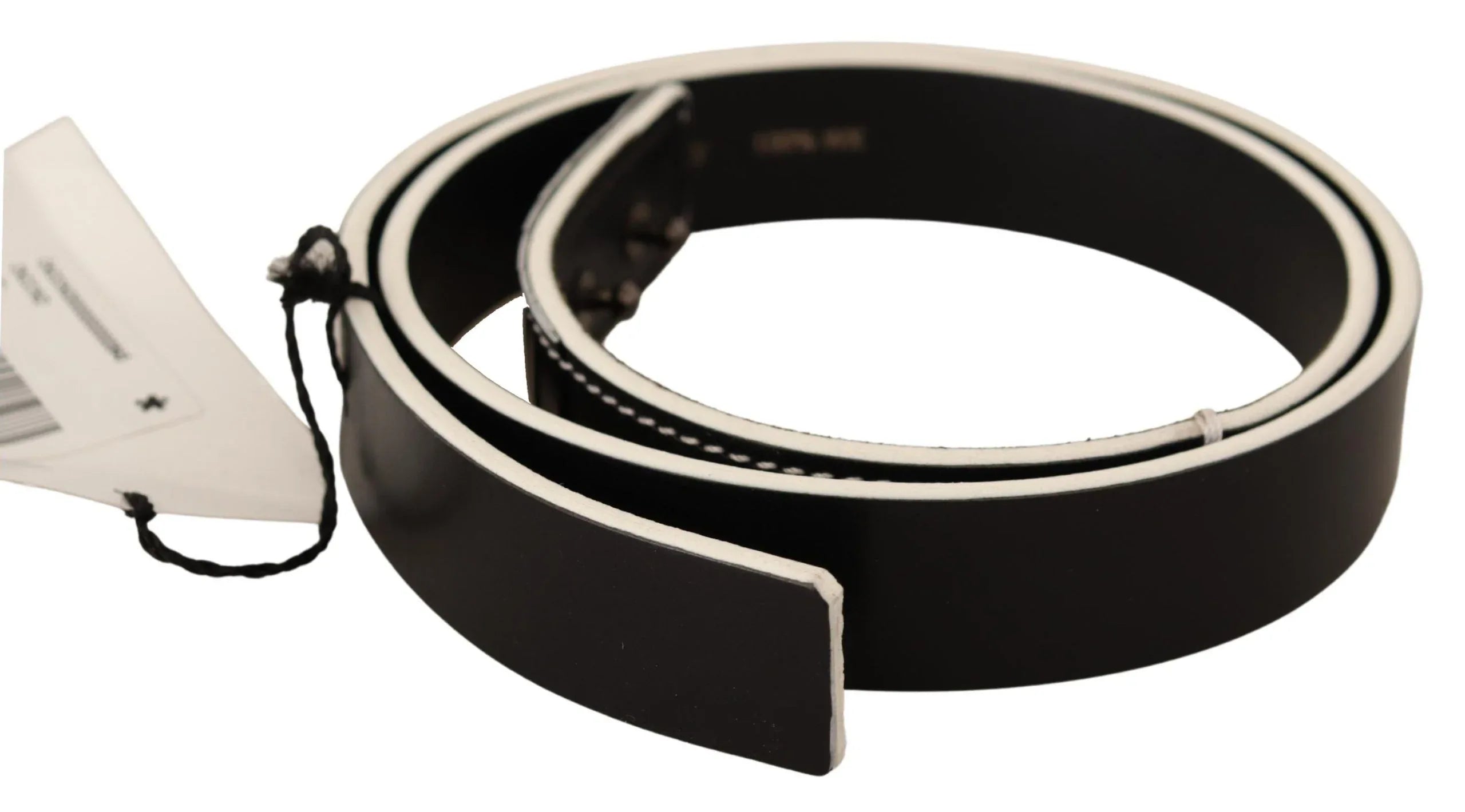 Costume National Black White Leather Fashion Waist Belt - Zeiniez
