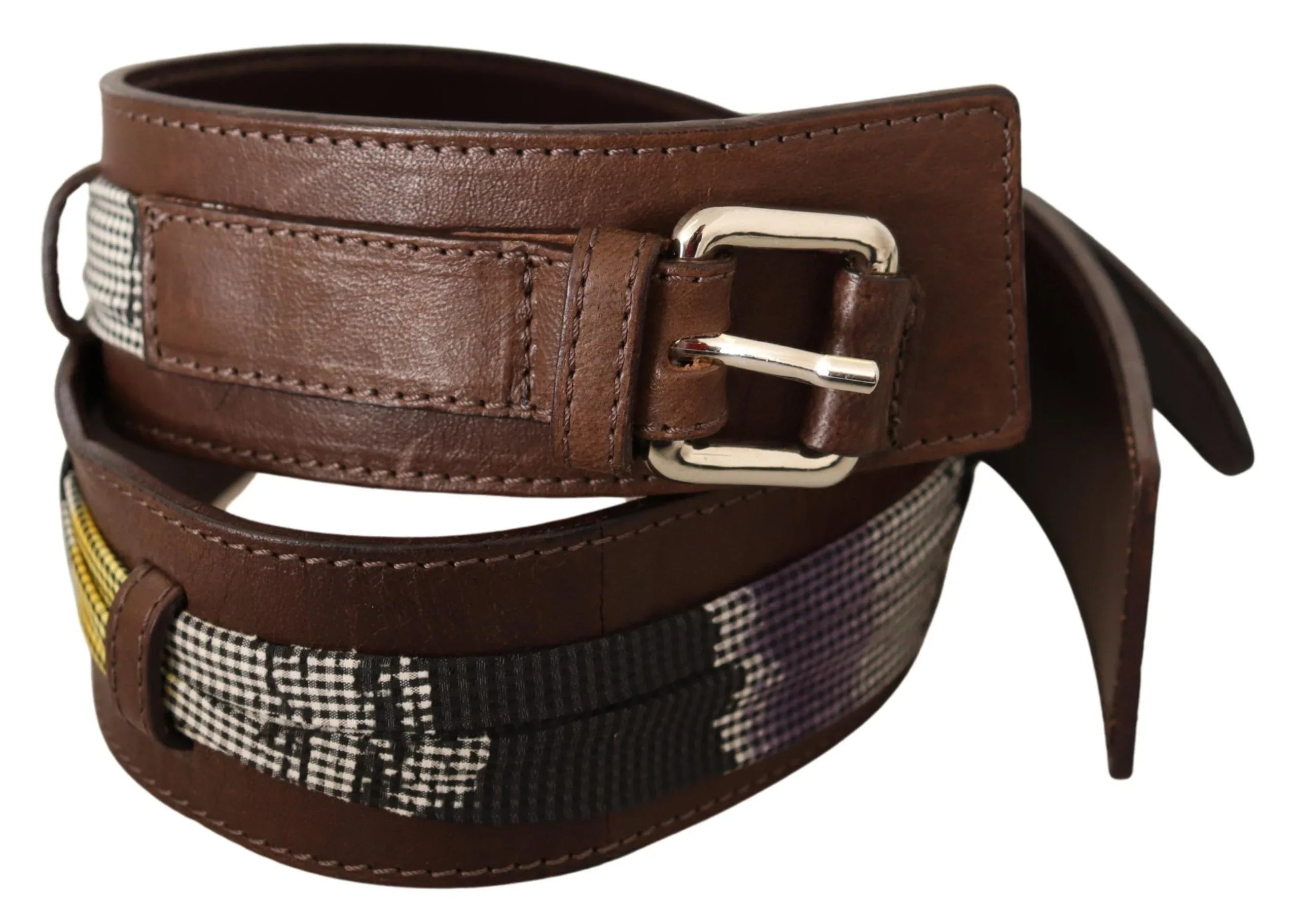 Costume National Brown Leather Silver Buckle Belt - Zeiniez