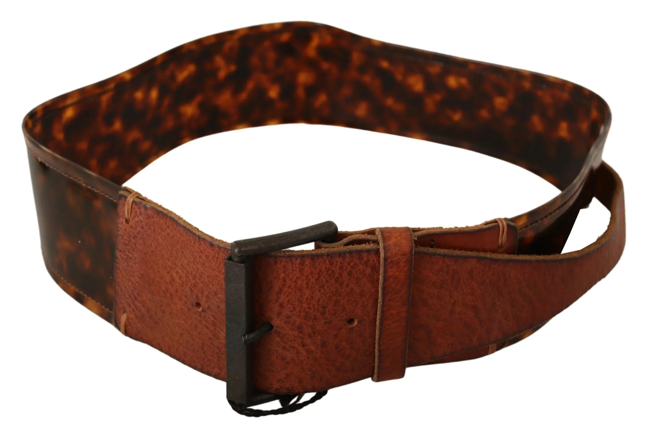 Ermanno Scervino Dark Brown Leather Buckle Waist Belt - Zeiniez