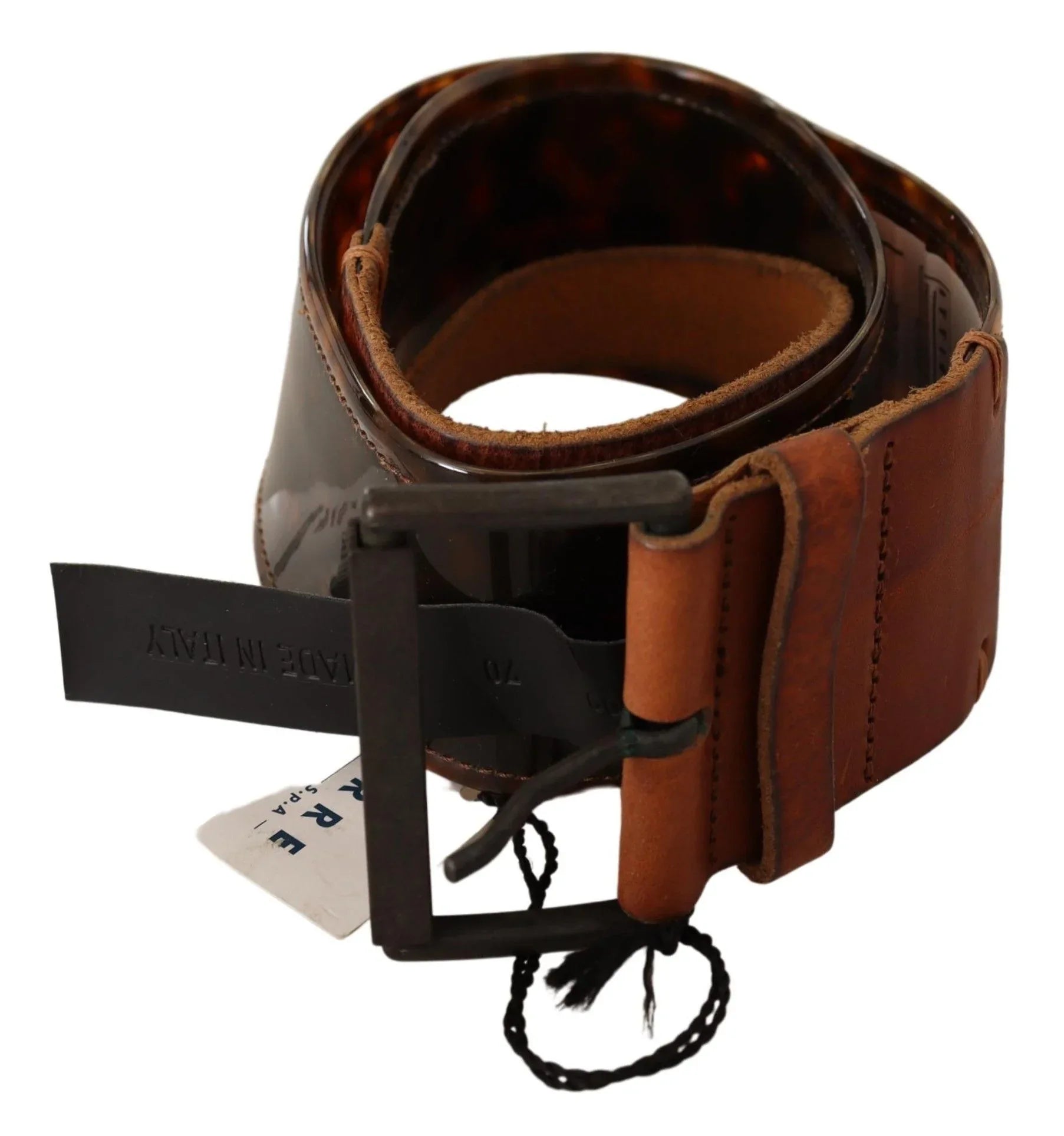 Ermanno Scervino Dark Brown Leather Buckle Waist Belt - Zeiniez