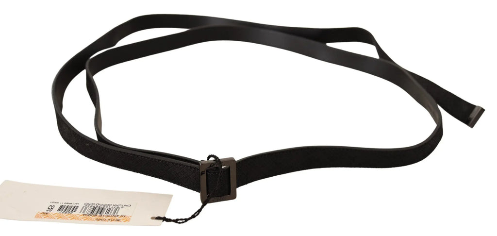Costume National Black Leather Metal Buckle Waist Belt - Zeiniez