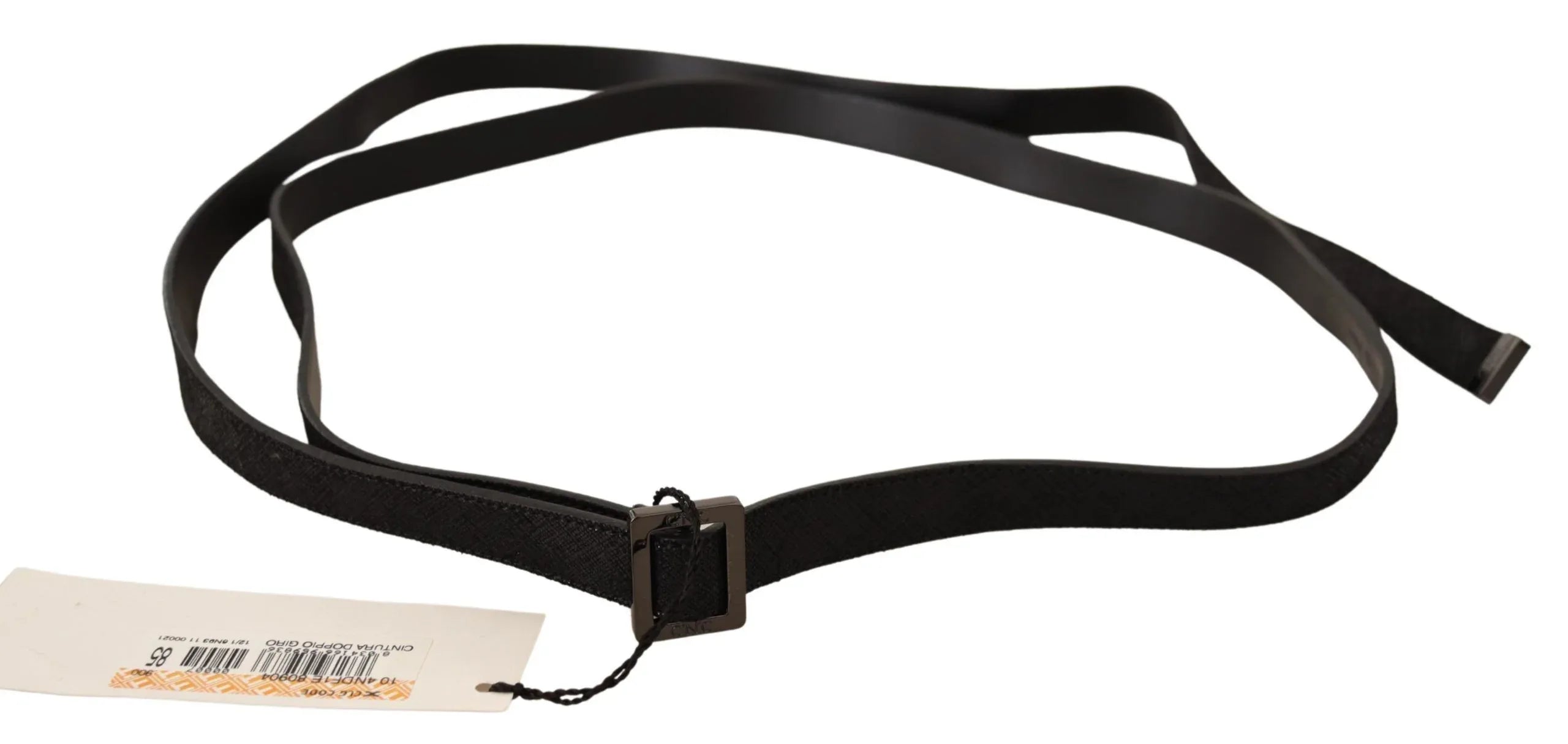 Costume National Black Leather Metal Buckle Waist Belt - Zeiniez