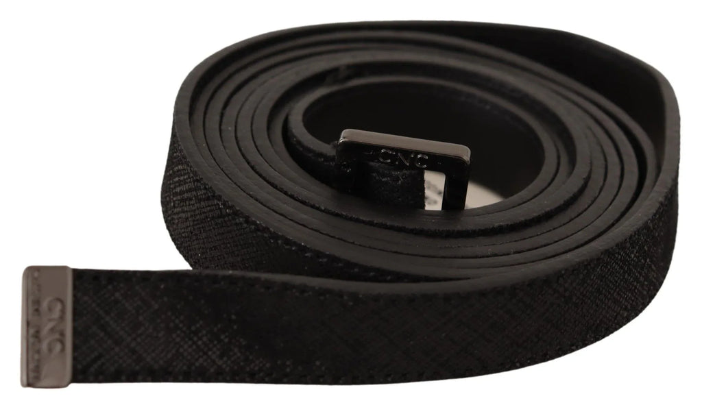 Costume National Black Leather Metal Buckle Waist Belt - Zeiniez
