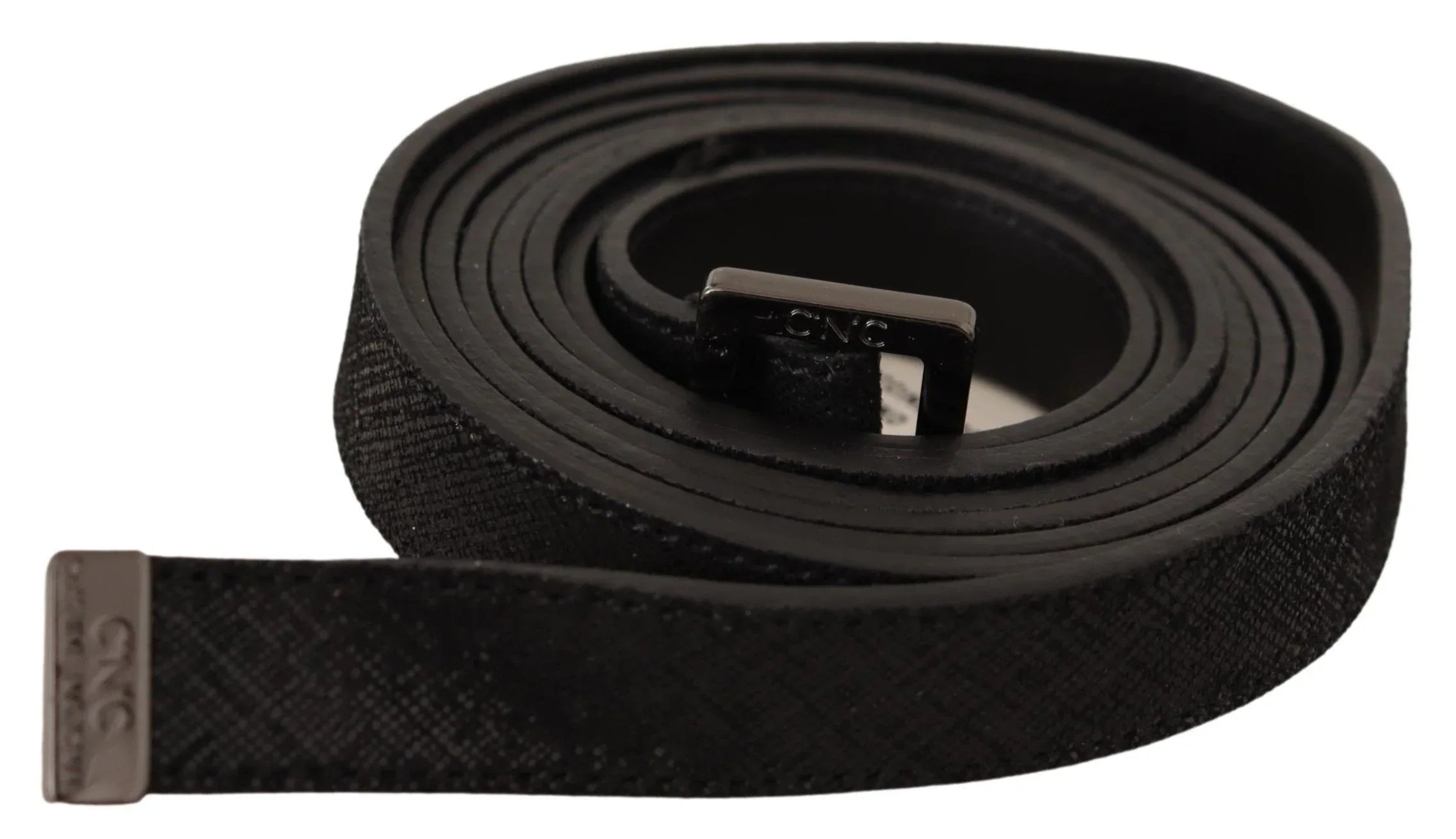 Costume National Black Leather Metal Buckle Waist Belt - Zeiniez