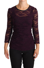 Dolce & Gabbana Purple Lace Long Sleeve Top Blouse - Zeiniez