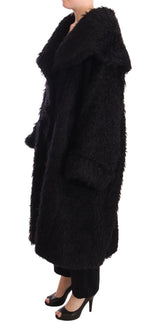 Dolce & Gabbana Black Mohair Fur Cape Trench Coat Jacket - Zeiniez