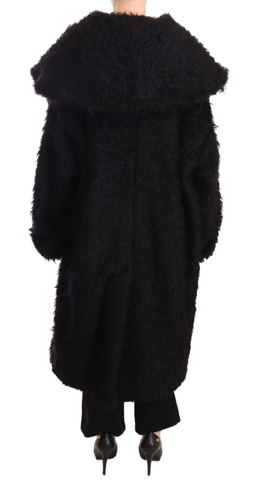 Dolce & Gabbana Black Mohair Fur Cape Trench Coat Jacket - Zeiniez