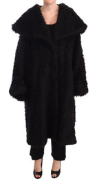 Dolce & Gabbana Black Mohair Fur Cape Trench Coat Jacket - Zeiniez