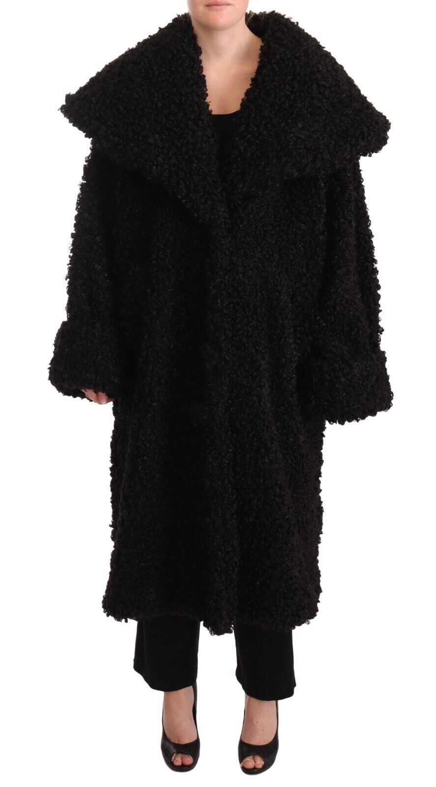 Dolce & Gabbana Black Polyester Fur Trench Coat Jacket - Zeiniez
