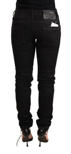 Acht Black Washed Cotton Slim Fit Denim Low Waist Trouser Jeans - Zeiniez