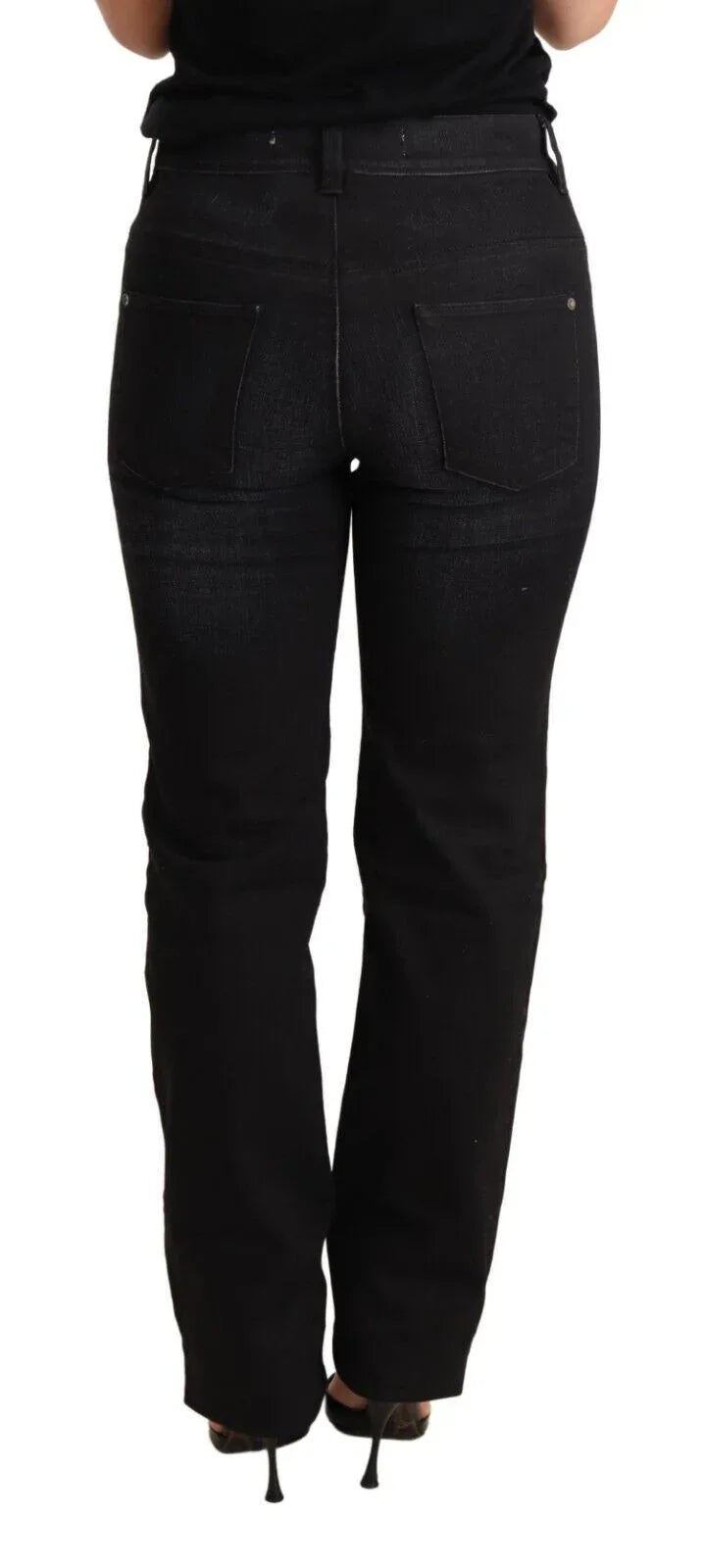 Ermanno Scervino Black Washed Straight Denim Trouser Cotton Jeans - Zeiniez