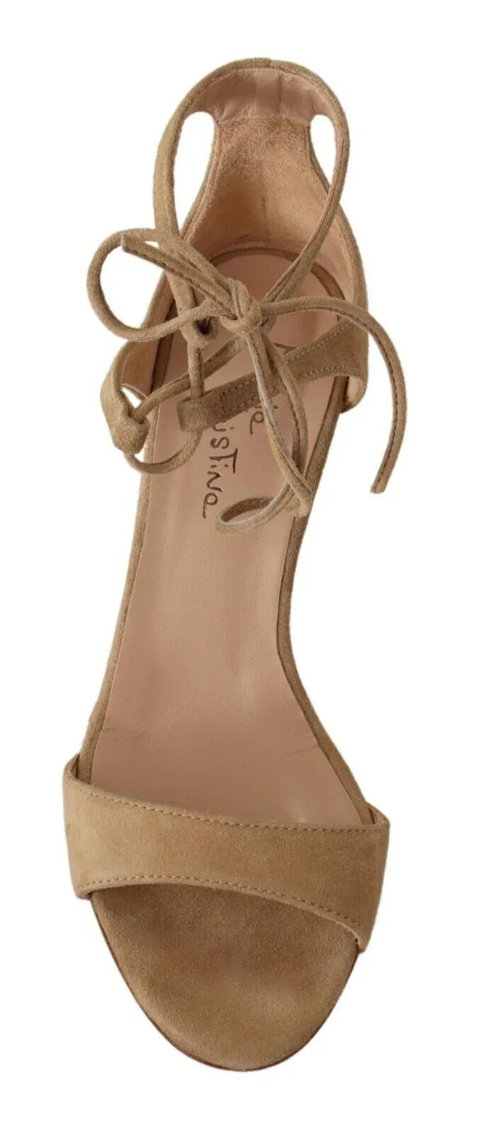 Maria Christina Beige Suede Leather Ankle Strap Pumps Shoes - Zeiniez